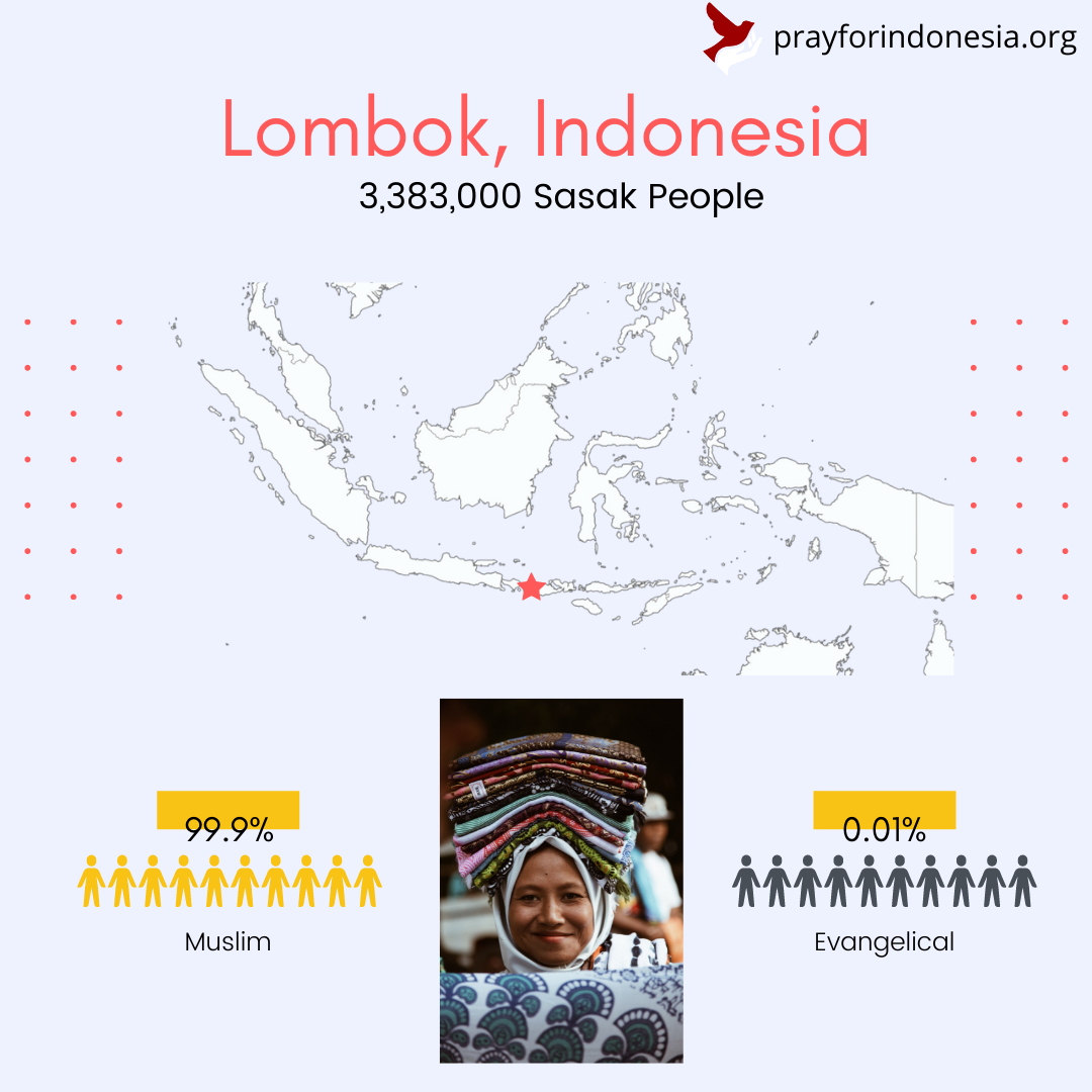 Lombok, Indonesia on a map