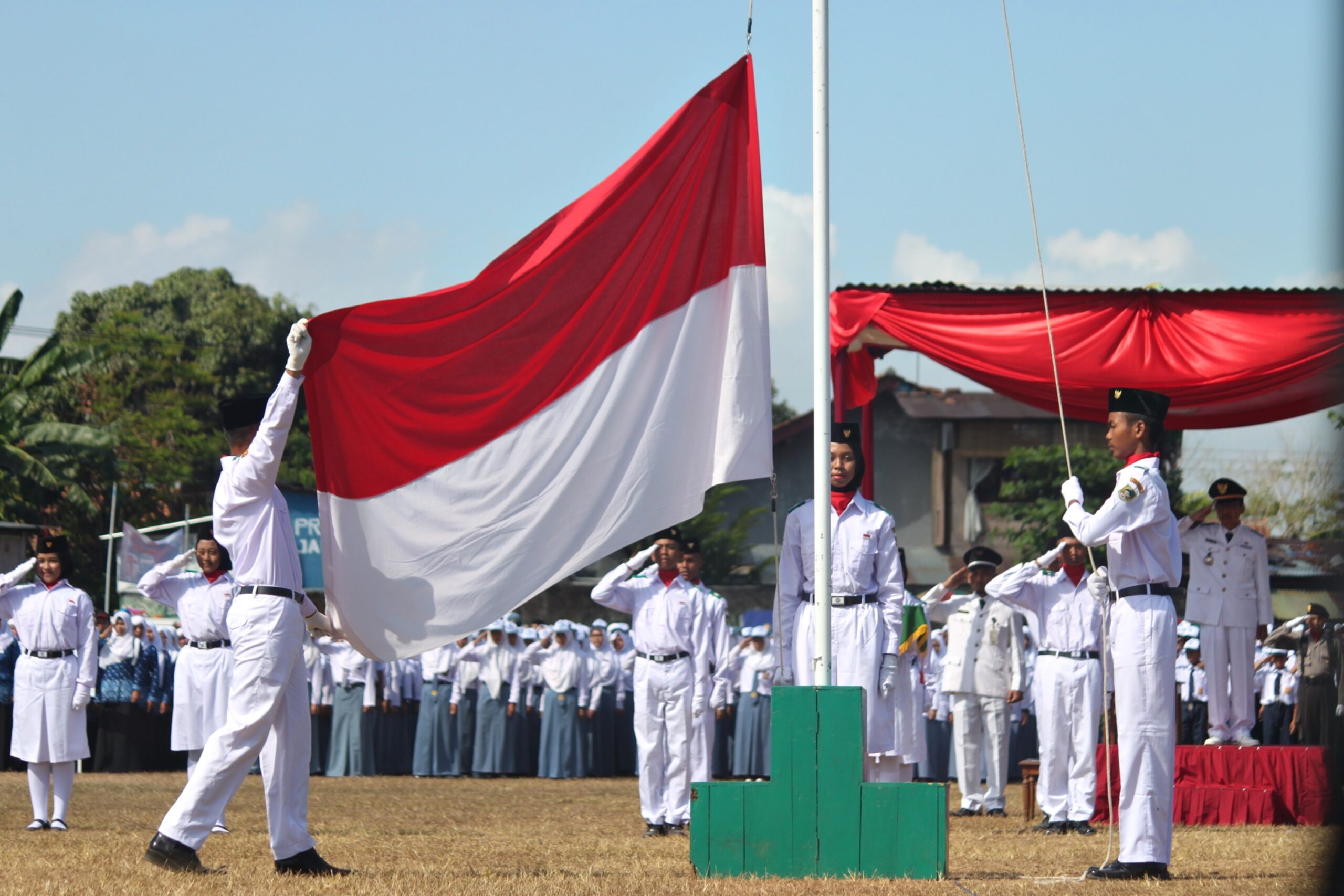 flag raising ceremony in Indonesia