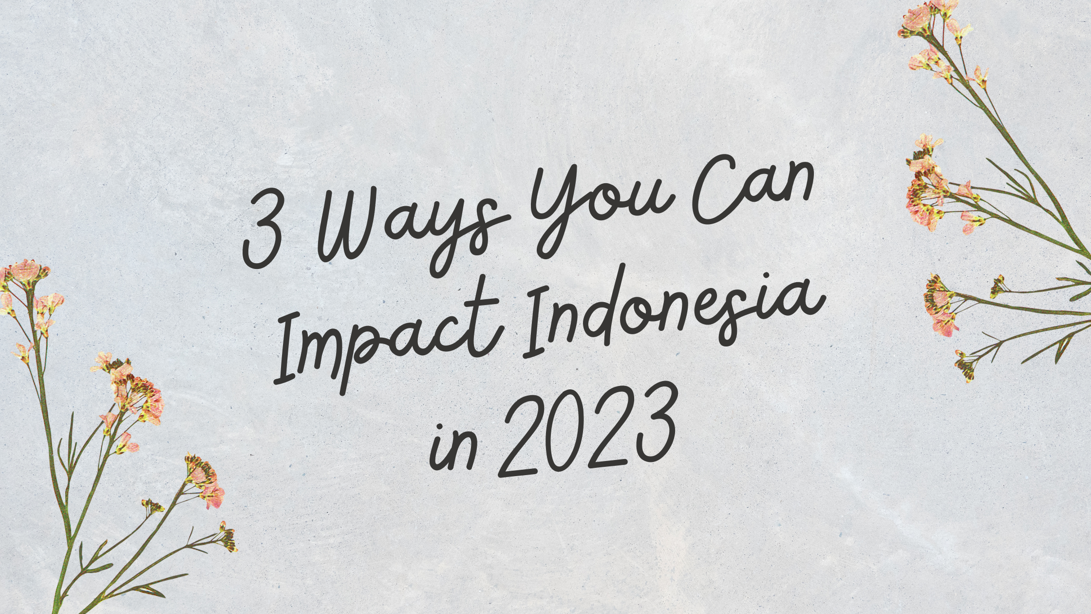 3 Ways You Can Impact Indonesia
